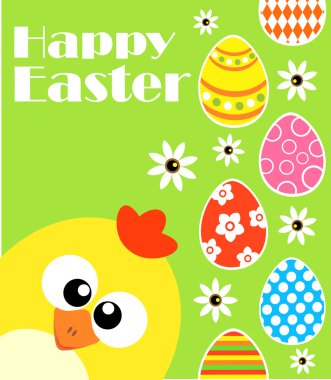 komik tavuk, yeşil ile mutlu Paskalya arka plan