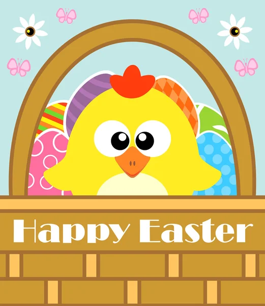 Happy Easter background with chicken — Stock Vector