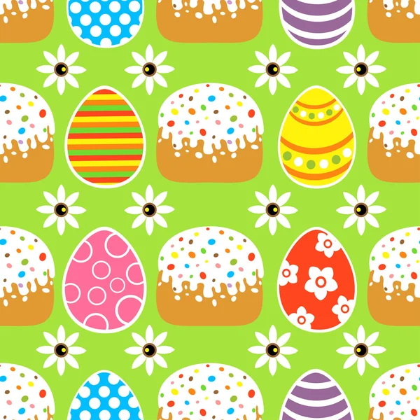 Seamless Easter  background  with cake ,green — Stock Vector
