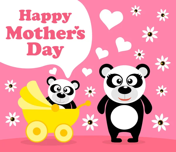 Dia das mães fundo com panda —  Vetores de Stock
