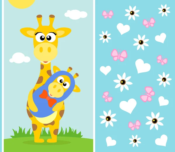 Den matek pozadí s žirafou — Stockový vektor