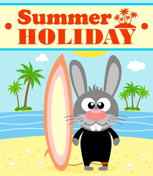 Summer holiday background with rabbit — Stock Vector