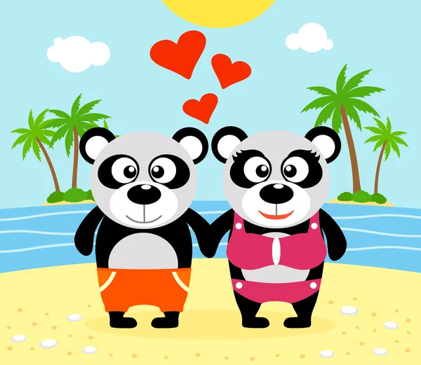 Romantique fond d'été avec panda — Image vectorielle