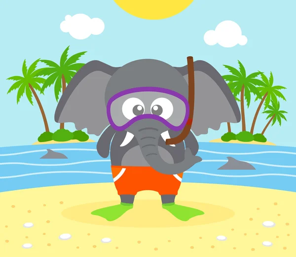 Summer  background with elephant — Stock Vector