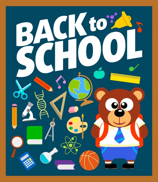 Volver a la escuela fondo con oso — Vector de stock