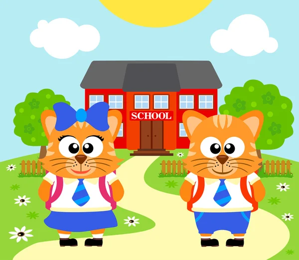 背景与猫，回到学校 — 图库矢量图片