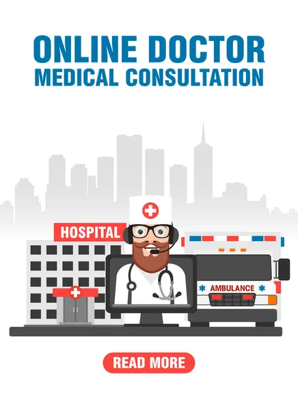 Concepção Conceito Consulta Médica Médica Online Apartamento Médico Com Médico —  Vetores de Stock