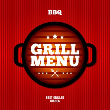 Kırmızı arkaplanda ızgara menü tasarım şablonu. Vektör illüstrasyonu