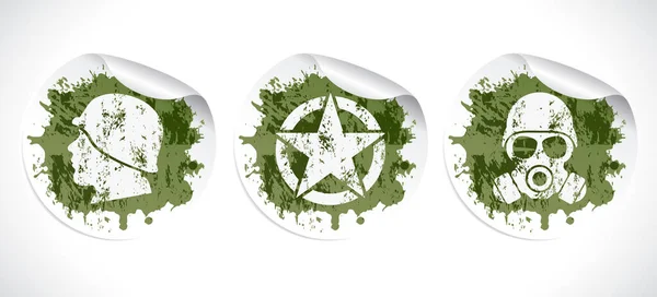 Армейские Наклейки Зеленые Векторная Иллюстрация — стоковый вектор