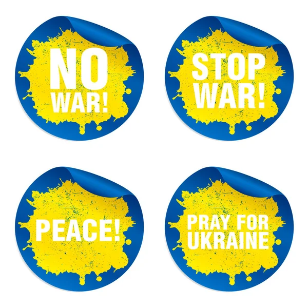 Support Ukraine Stickers Set War Stop War Peace Pray Ukraine ベクターグラフィックス