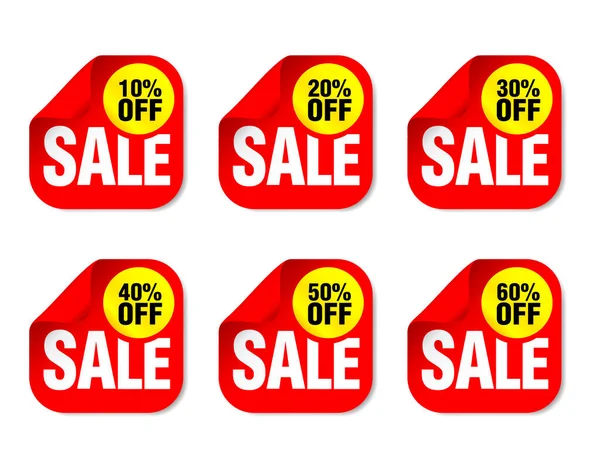 Sale Red Sticker Set Sale Vector Illustration — Vetor de Stock