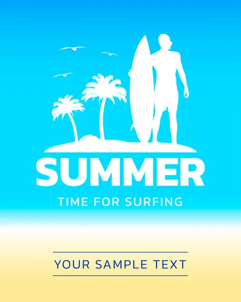 Summer Time Surfing Banner Vector Illustration — Stok Vektör