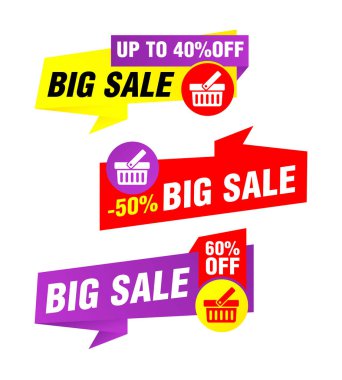 Soyut renkli origami satışı. Büyük indirim% 40,% 50,% 60 indirim. Vektör illüstrasyonu