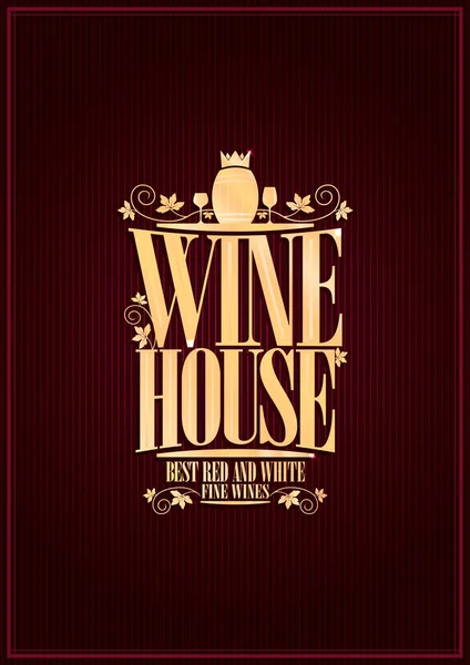 Vintage Wine House Concept Menu Violet Striped Background Vector Illustration — Image vectorielle