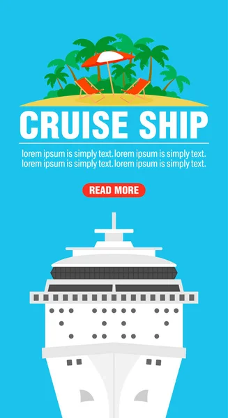 Cruise Ship Time Travel Concept Design Flat Banner Vector Illustration — Stockvektor
