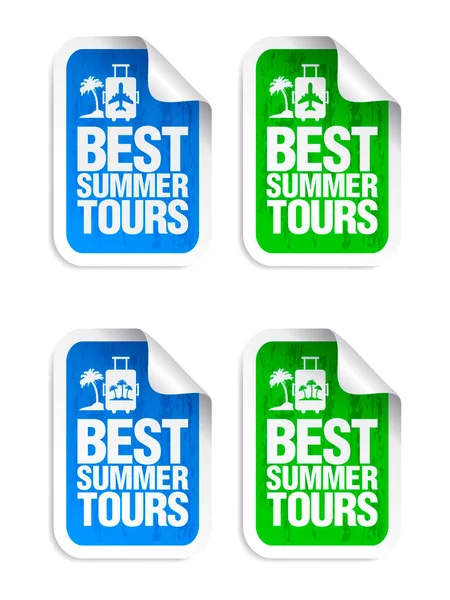 Green Blue Sticker Set Best Summer Tours Time Travel Vector — Image vectorielle