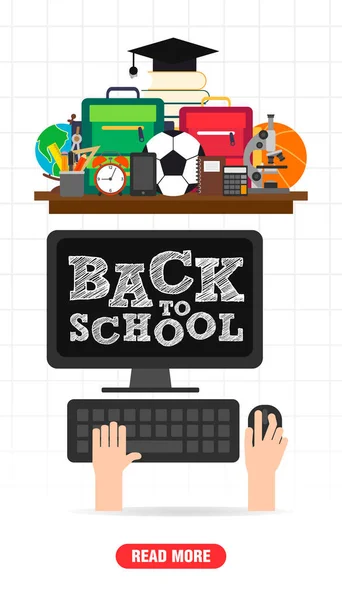 Terug Naar School Concept Ontwerp Vlakke Banner Vectorillustratie — Stockvector