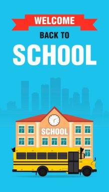 Welcome Back to school concept design flat style. Vector illustration
