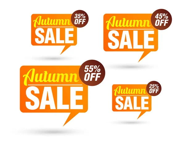 Autumn Sale Tag Speech Bubble Set Discount Vector Illustration — Stock vektor