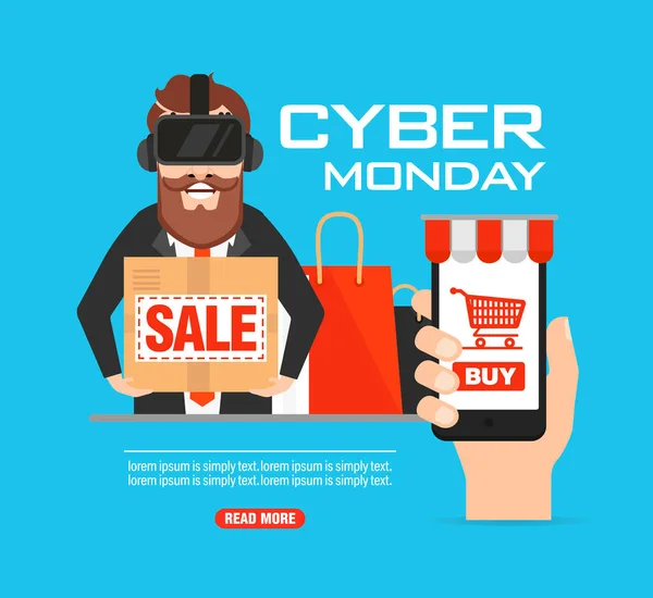 Концепция Распродажи Cyber Monday Векторная Иллюстрация — стоковый вектор