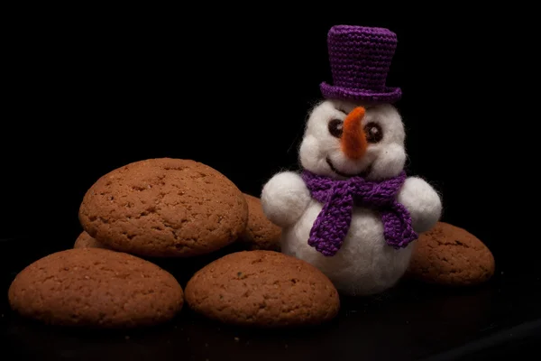 Cookies och snögubbe — Stockfoto