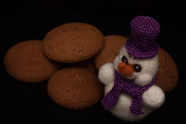 Τα cookies και χιονάνθρωπος — Φωτογραφία Αρχείου
