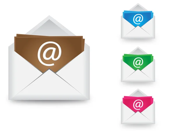 Iconos de correo electrónico en diferentes colores — Vector de stock