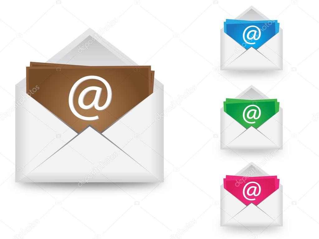 email icons in different colors