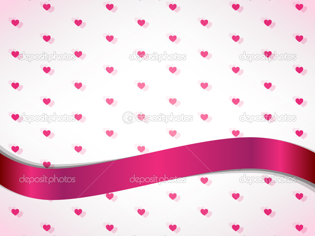 Hearts background with ribbon