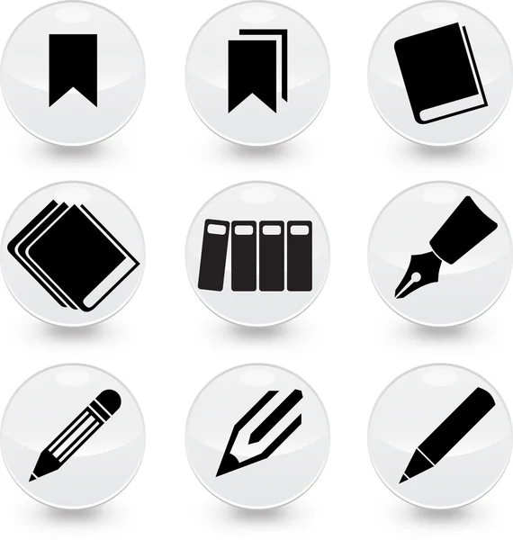 Pen Books Marcadores de iconos vectoriales — Vector de stock