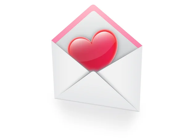 Сердце в векторной иллюстрации электронной почты — стоковый вектор