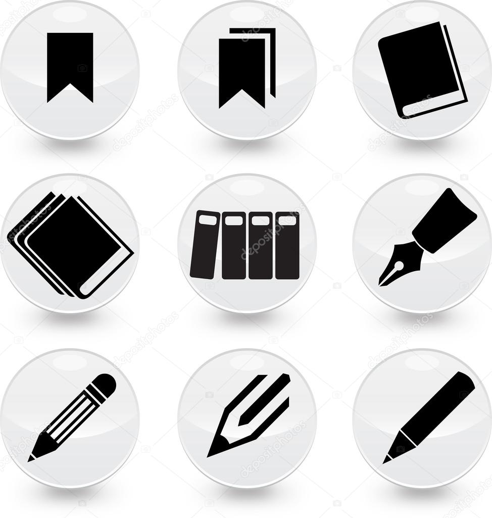 Pen Books Bookmarks vector icons