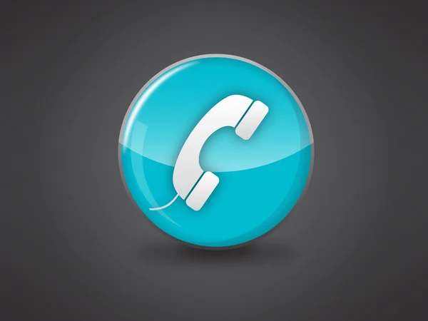 Icono del teléfono en el círculo brillante azul — Vector de stock