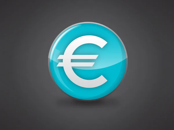 Euro currency sign blue glossy icon — Stock Vector