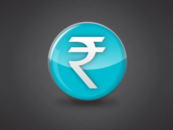 Indian rupee sign blue glossy icon — Stock Vector