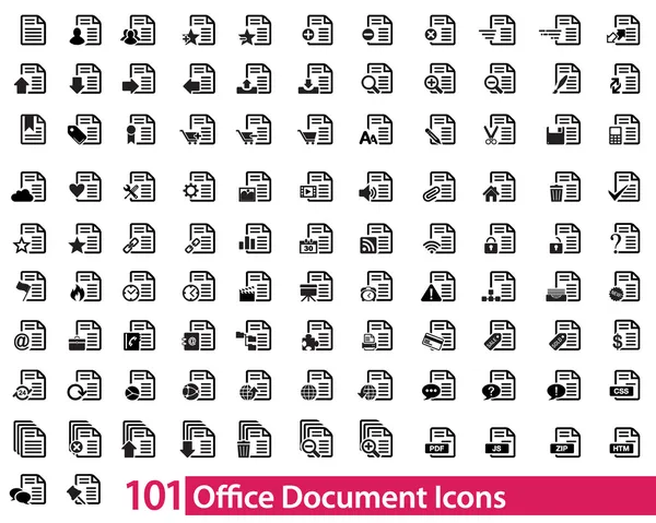 101 pictogrammen van office document — Stockvector