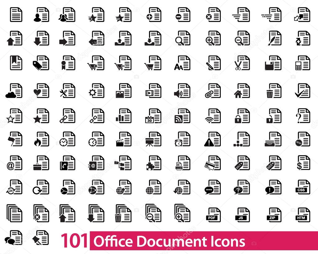 101 office document icons