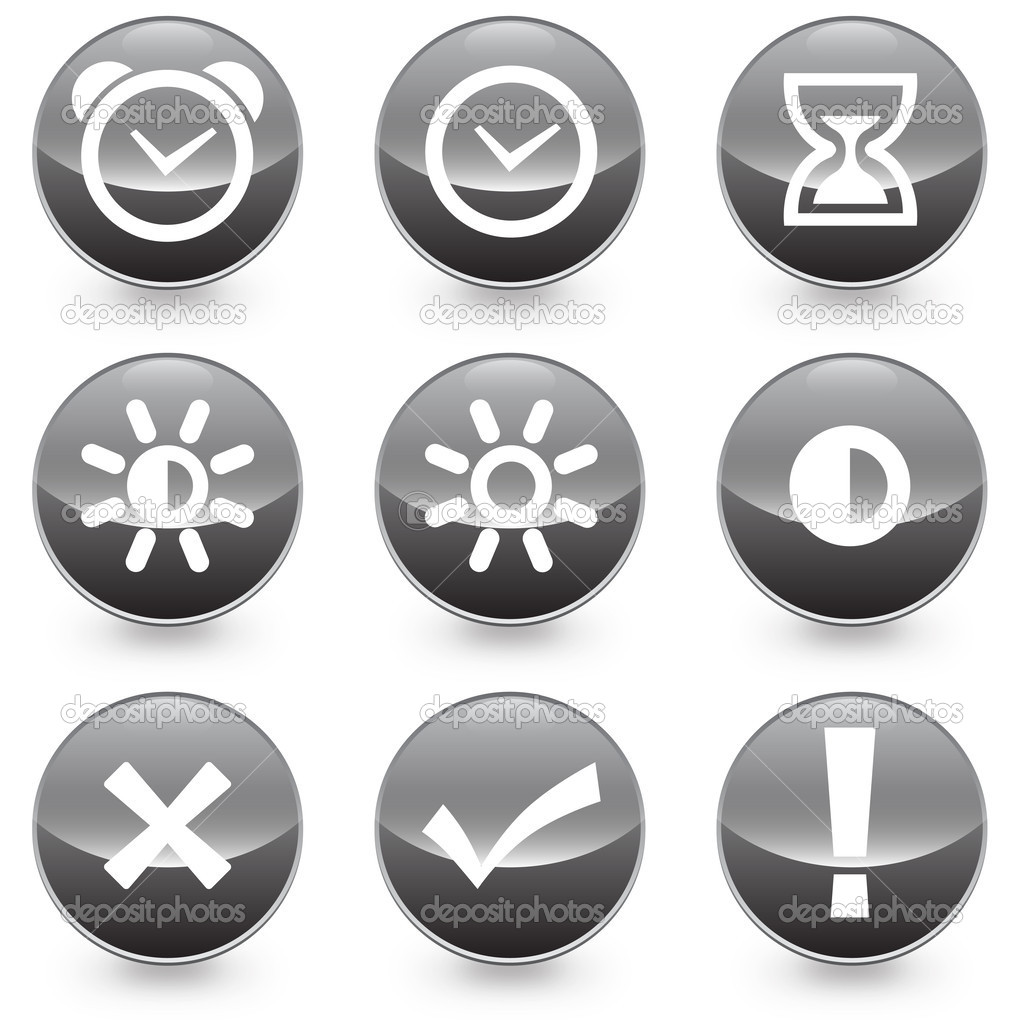 9 Alarm Bright Contrast icons Black background