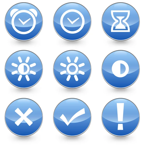 Alarma azul 9 iconos de contraste brillante — Vector de stock