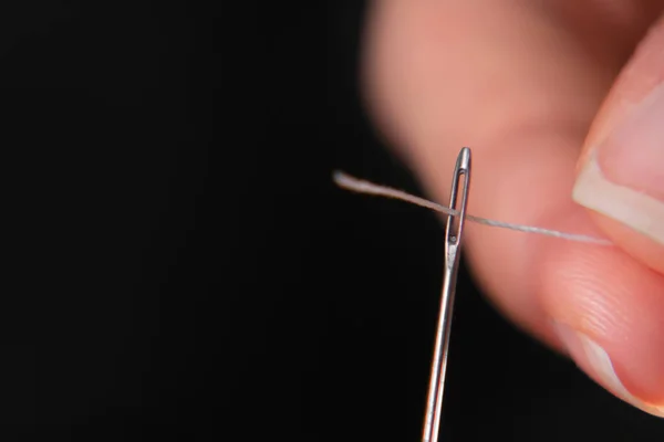 Hand Threads Thread Eye Sewing Needle Sewing Needlework Classes Craft 스톡 사진