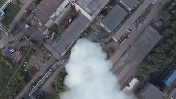 Smoky Chimneys Power Plant Aerial View Electric Power Generation Power — Video