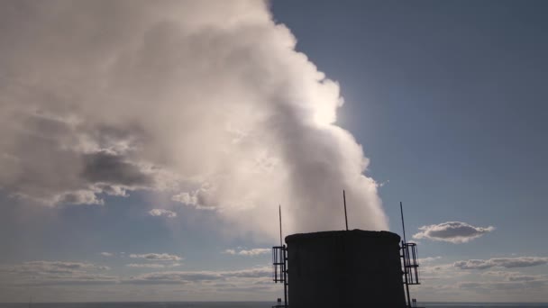 Smoky Chimneys Power Plant Aerial View Electric Power Generation Power — ストック動画