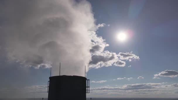 Smoky Chimneys Power Plant Aerial View Electric Power Generation Power — Video