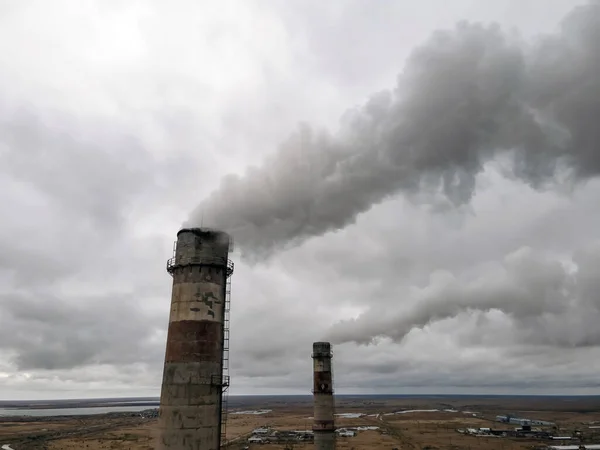 Pollution Atmosphérique Émissions Nocives Réchauffement Climatique Problème Écologique Cheminées Moelleuses — Photo