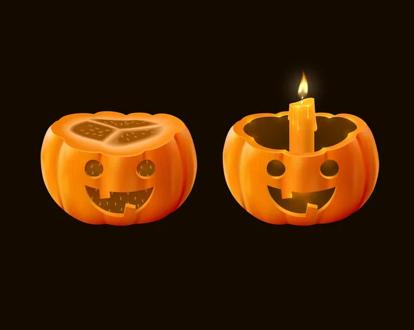 Pumpkin Halloween Jack Lantern Realistic Vector Illustration — Stock Vector