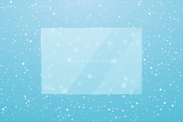 あなたのテキストのための透明なガラスの霜のフレームと冬のクリスマスのベクトル背景 — ストックベクタ