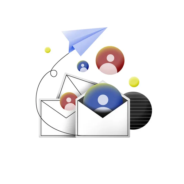Postdienst Oder Mail Eingehende Sms Benachrichtigung Umschläge Mit Kontakten Und — Stockvektor