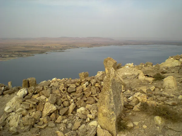 Archeologische site in de buurt van de rivier van de Eufraat, Syrië — Stockfoto