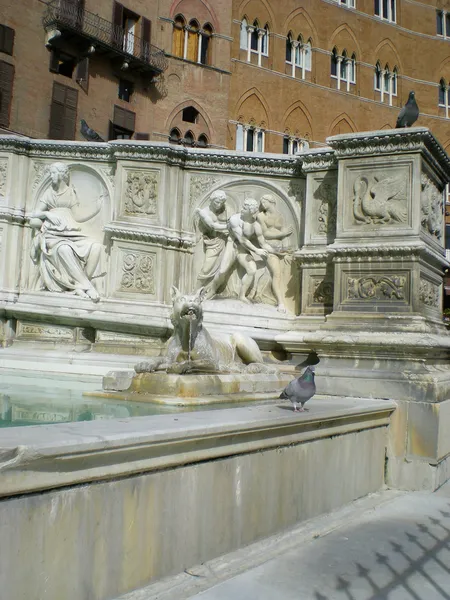 Fonte gaia (Çeşme sevinç) Siena. İtalya, Avrupa — Stok fotoğraf