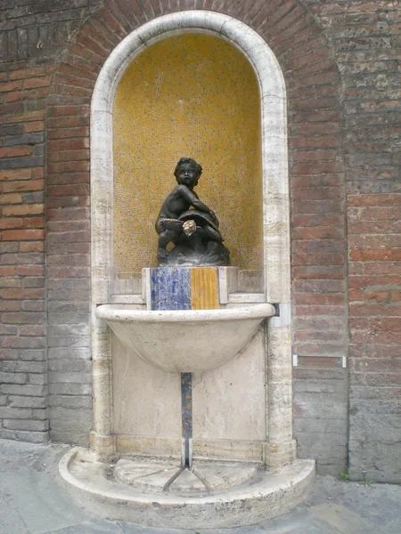 对街，锡耶纳，意大利喷泉 — 图库照片